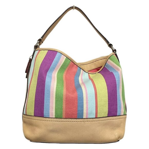 COACH - Beige Light Brown Multi Canvas Leather Handbag - Picture 3 of 10